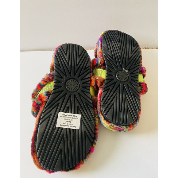 UGG Fluff It Yeah Pop Pixelate Slip-On Faux Fur Slides Slippers | Men\'s Size 10